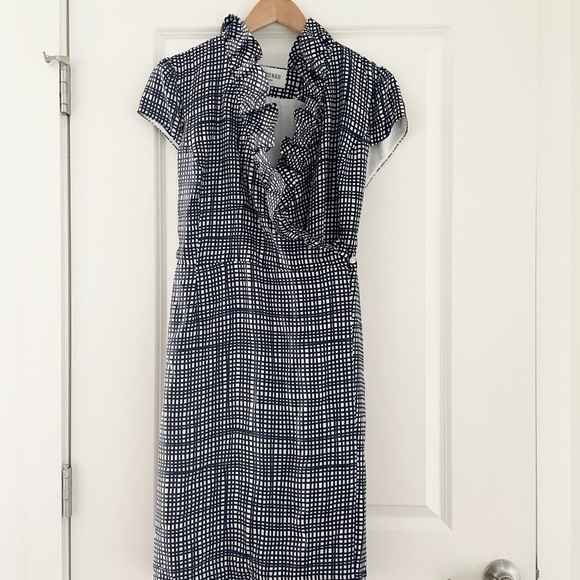 Elizabeth McKay Scotland Silk Wrap Dress Blue Check - Picture 4 of 12